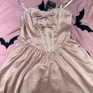Dark in love Dolls kill pink mini dress satin